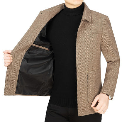 Men's Lapel Woolen Jacket Business Casual Jacket