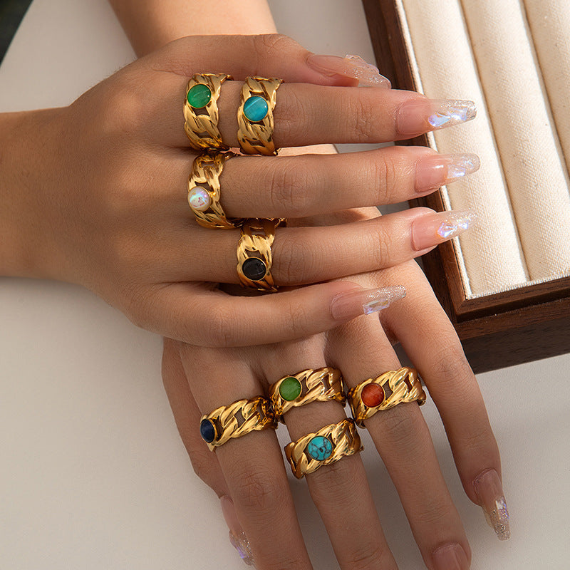 Trendy Niche Titanium Steel Ring 18K Gold Plating High Sense