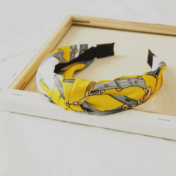 New Cross-knotted Wide Version Crimped Chain Headband