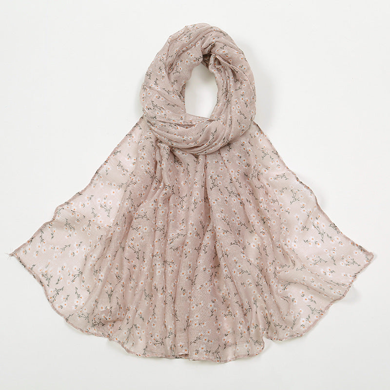 Fashion Floral Polyester Cotton Scarf Artistic Women