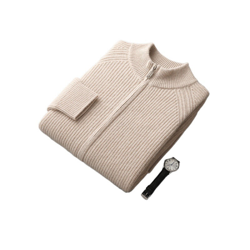 Men's Half Turtleneck Zipper Cardigan Thickened Jacket Casual