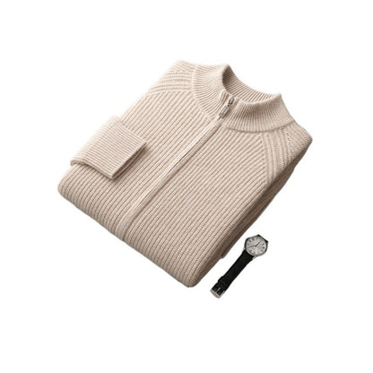 Men's Half Turtleneck Zipper Cardigan Thickened Jacket Casual