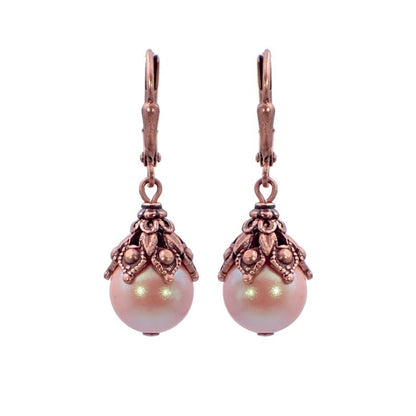 He Cheng Fashion Retro Distressed Inlaid Natural Artificial Pearl Earrings
