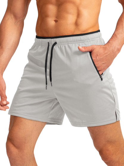 Men's Running Short Belt Zipper Pocket Quick-drying Gym Exercise Lightweight