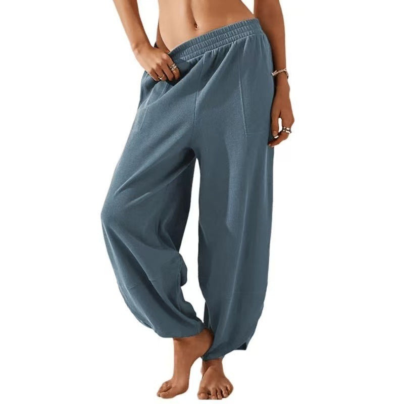 Women's Casual Pure Color All-matching Casual Pants With Pockets