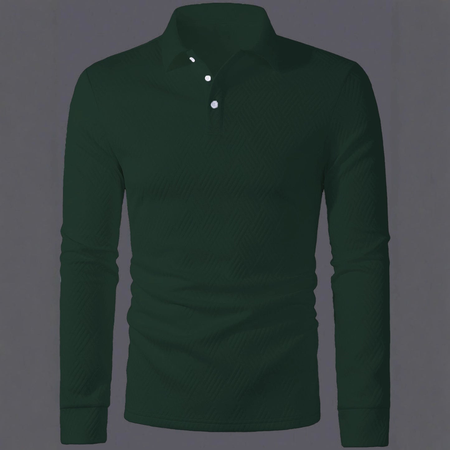 Men's Versatile Solid Color Fashion Lapel Long Sleeve Polo Shirt