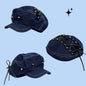 Denim Octagonal Cap Women's New All-match Plain Face Fashion Small Face