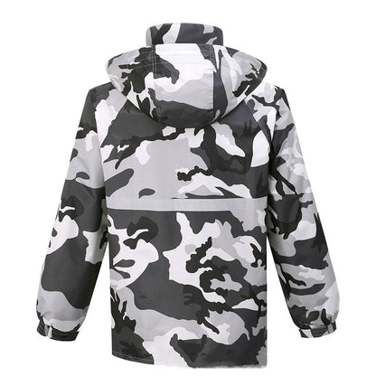 Gray Camouflage Raincoat Rain Pants Suit Men