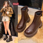 Soft Bottom British Style Skinny Boots Imitation Leather Single Boots Autumn And Winter Small Martin Shoes