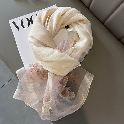 New Fashion Embroidered Long Silk Wool Scarf For Women