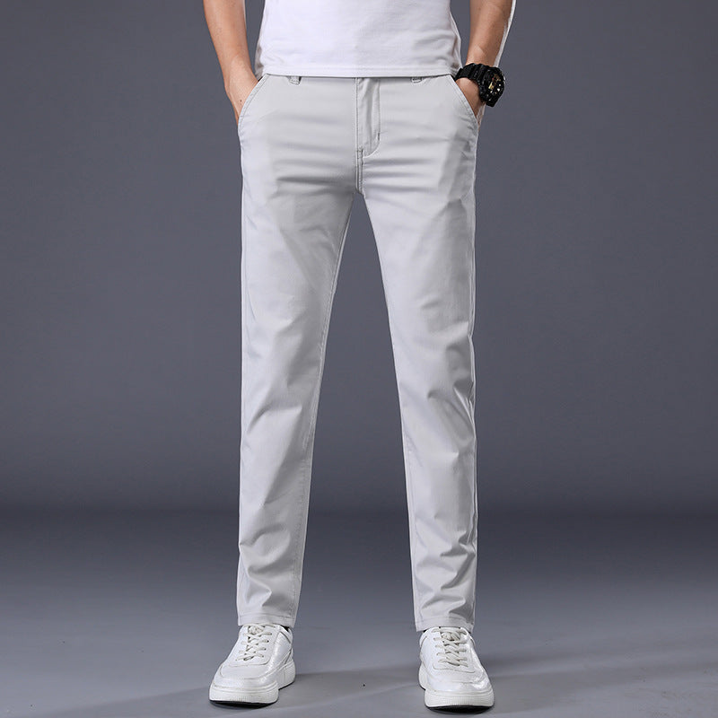 Men's Solid Color Casual Pants Korean Style Straight Trousers