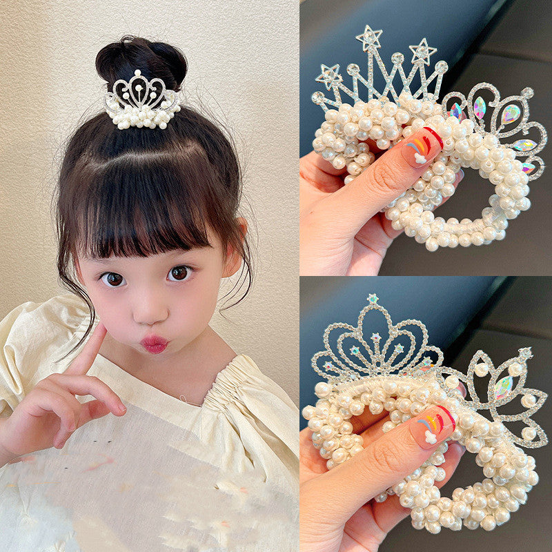 Children's Crown Tiara Princess New Pearl Flower Hair Ring