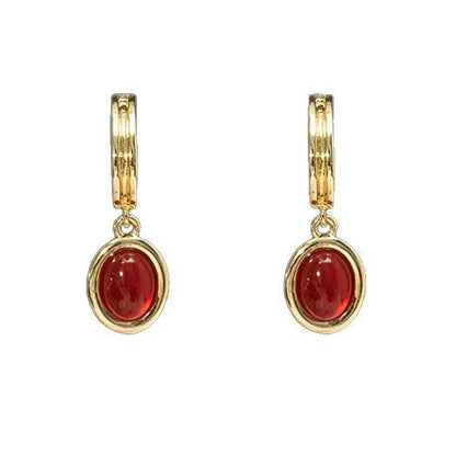 French Retro Red Cat Eye Earrings Niche