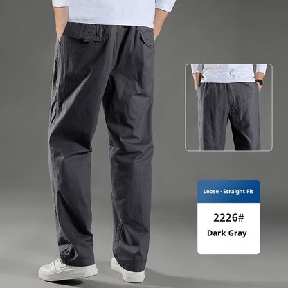 Men's Overalls Cotton Loose Casual Pants Straight Trousers