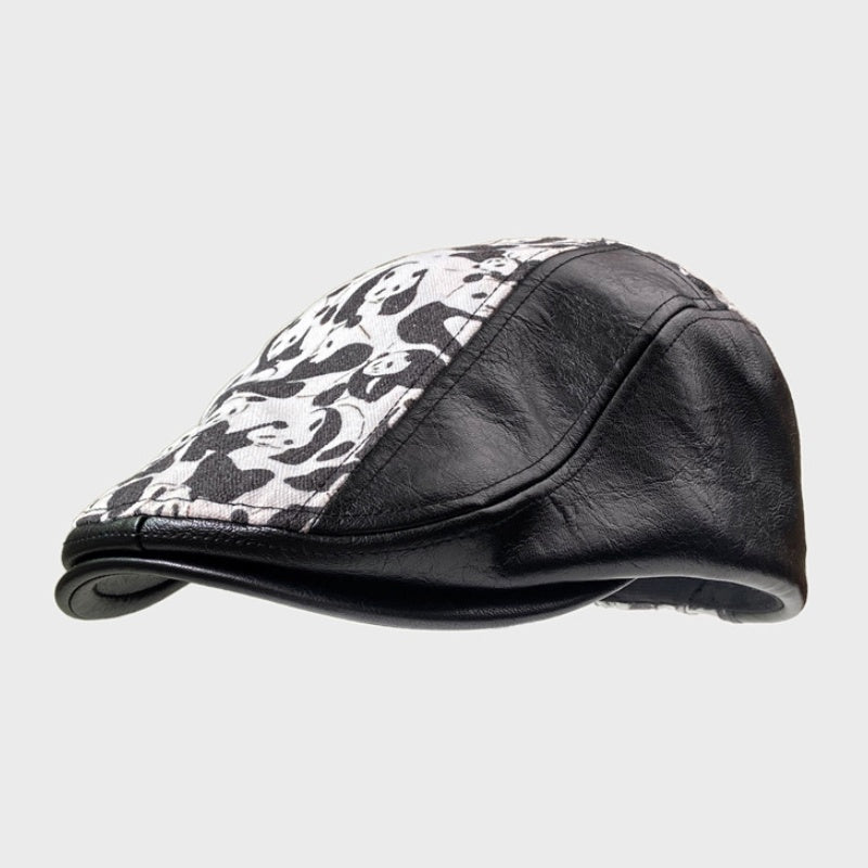 Autumn Winter Retro PU Leather Stitching Advance Hats