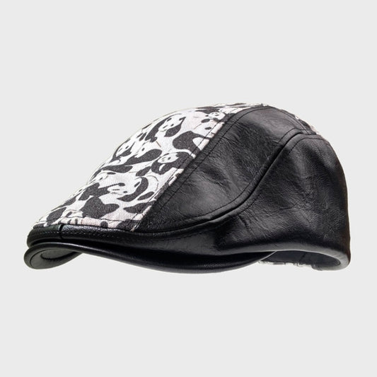Autumn Winter Retro PU Leather Stitching Advance Hats