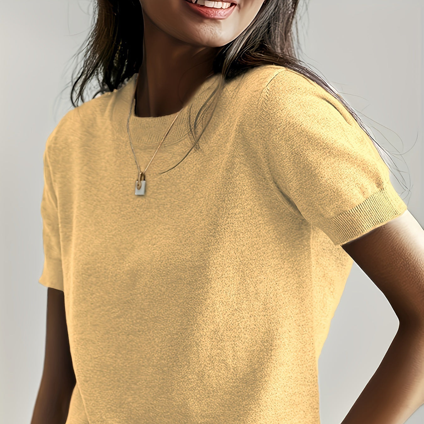 Round Neck Short Sleeve Thin Loose Casual Women's Sweater