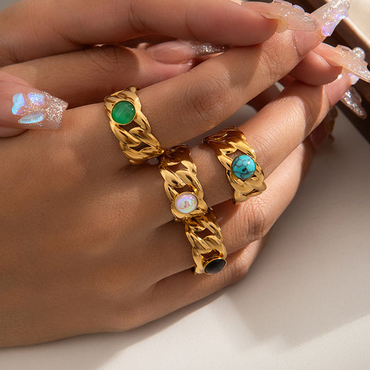 Trendy Niche Titanium Steel Ring 18K Gold Plating High Sense