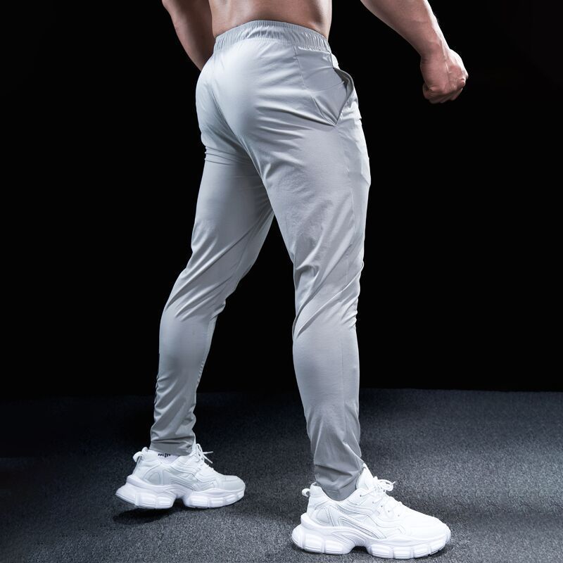 Men's Solid Color Casual Ice Silk Sports Quick-drying Trousers