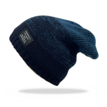 Mixed Color Plus Fluff Knitted Hat Unisex