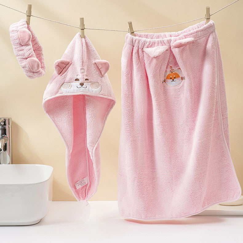 Cartoon Bath Towel Set Female Strong Water-absorbing Quick-drying