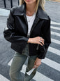 Long Sleeve Leather Coat Women's Clothing