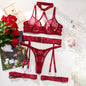 See-through Halter Bra Four-piece Set For Women