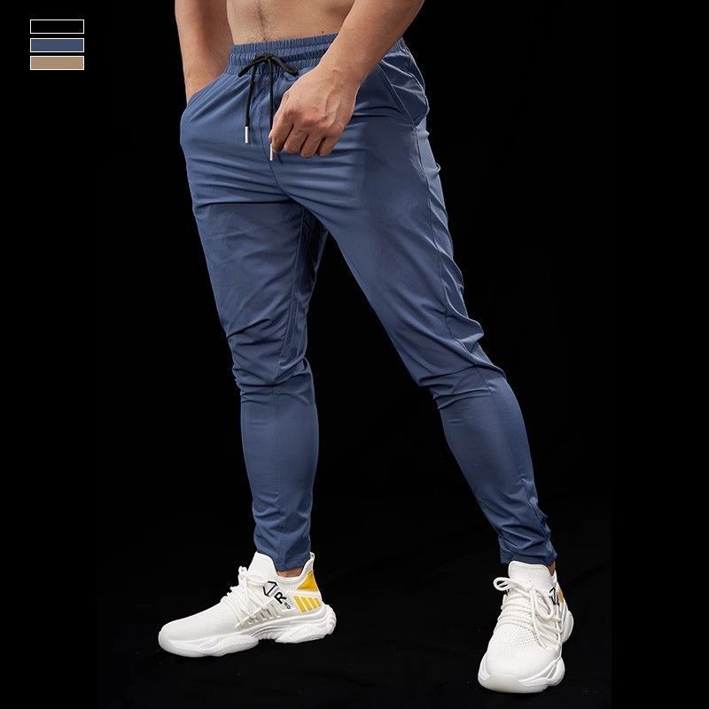 Men's Solid Color Casual Ice Silk Sports Quick-drying Trousers