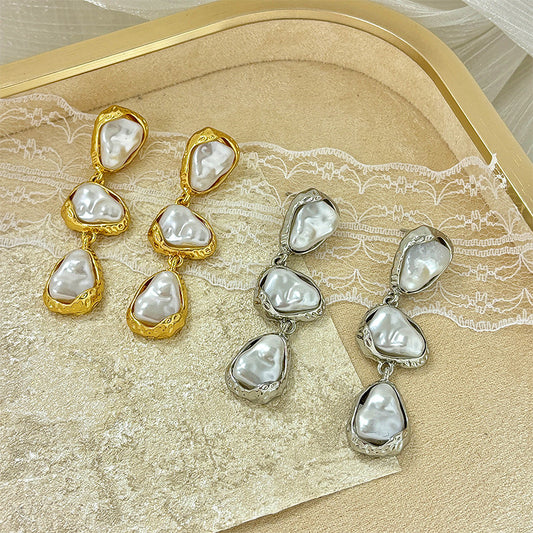 European And American Long Pearl Earrings Women's Niche Normcore Bag