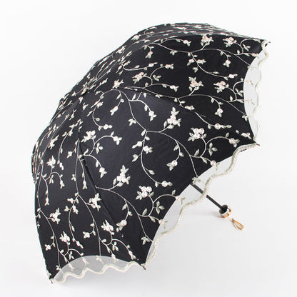 Double Lace Embroidered Umbrellas Storage Umbrella Sunshade