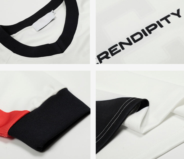 American Retro Stitching Long Sleeve T-shirt Men