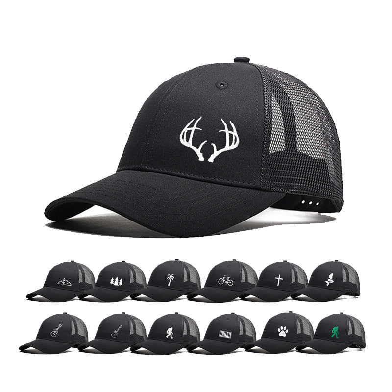 Pure Cotton Six Pieces Mesh Cap Black Forest Embroidery