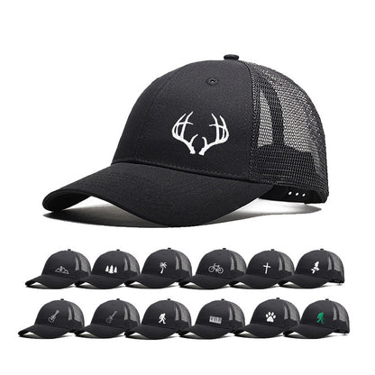 Pure Cotton Six Pieces Mesh Cap Black Forest Embroidery