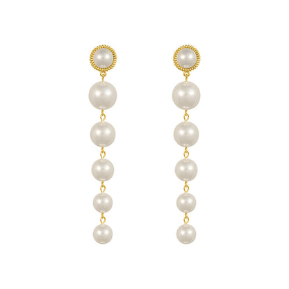 Sterling Silver Needle Grown Up Small Pearl Female Earrings