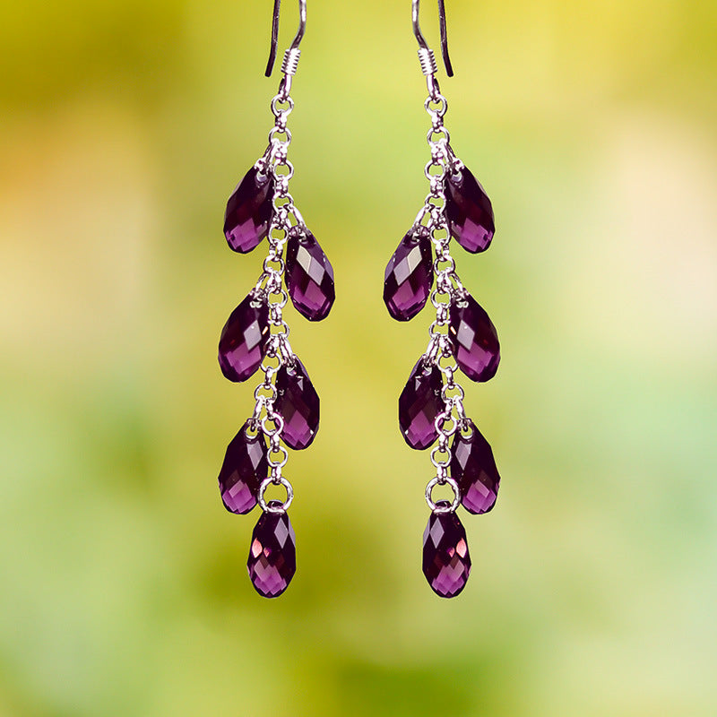 Bead Curtain Silver Needle Jewelry Crystal Earrings