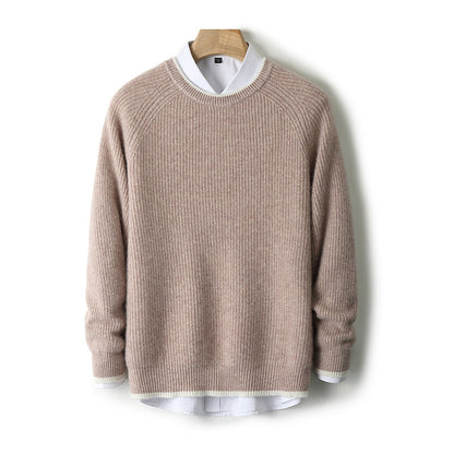 New Round Neck Double-strand Thickened Sweater For Men