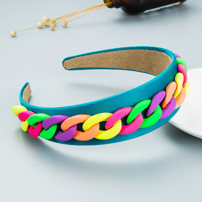 Ladies Wide Brim Colorful Chain Macaron Headband