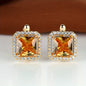 Platinum Super Square Full Diamond Large Zircon Stud Earrings