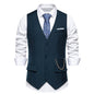 New Men's Solid Color Suit V-neck Single Breasted Chain Vest