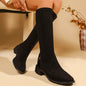 Soft Leather Simple Elegant Elastic Women's Autumn And Winter Flat High Boots