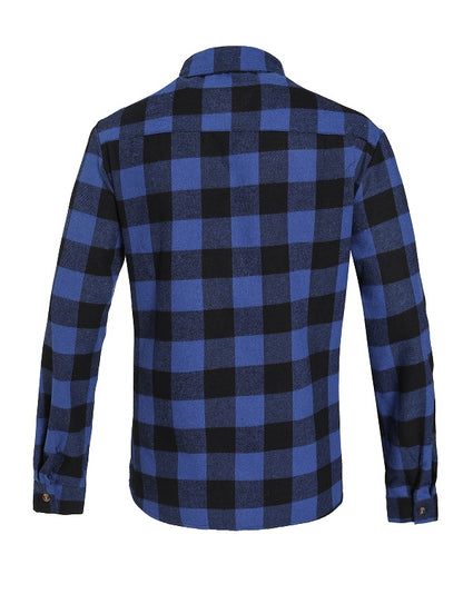 A Long-sleeved Pocket Checked Shirt With A Lapel For Young Men In Autumn And