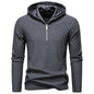 Half Zipper Design Casual Long Sleeve Solid Color Hooded T-shirt