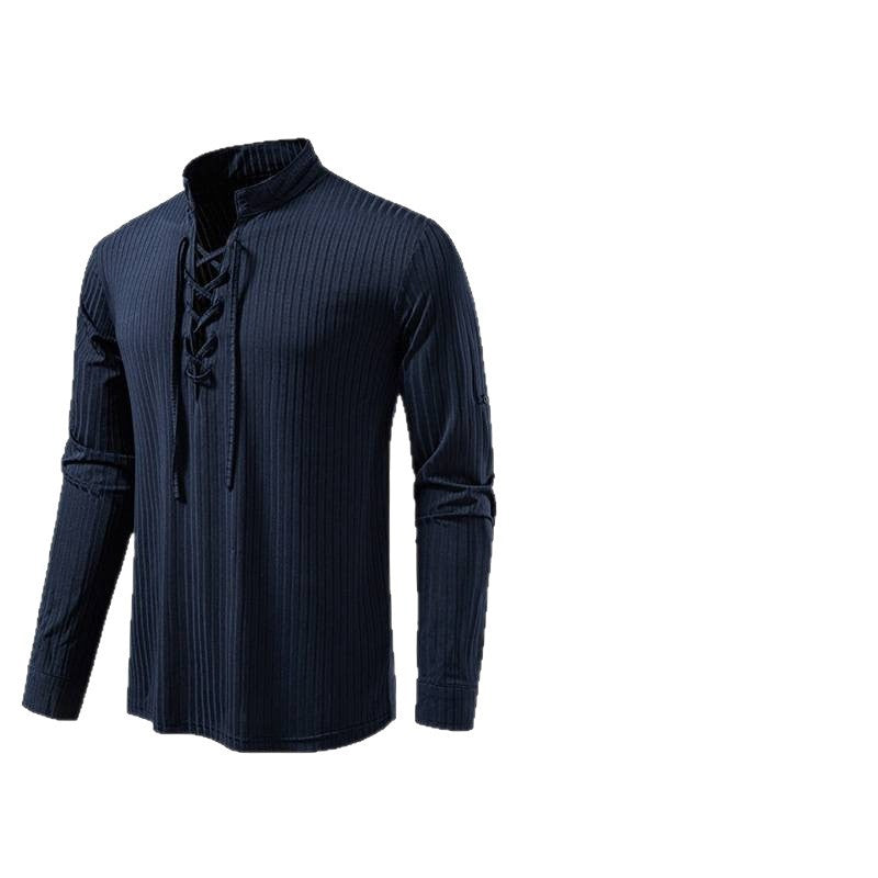 Men's Casual Long Sleeve Drawstring Design T-shirt