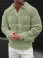 Men's Solid Color V-neck Street-like Lapel Hollow Knitwear