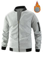 Men's Waffle Solid Color Cardigan Pocket Zipper Thickening Stand Collar Coat
