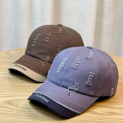 Double-stitching Shabby Embroidered Letter Baseball Cap