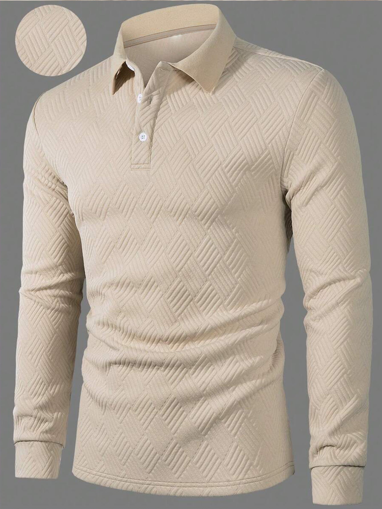 Men's Versatile Solid Color Fashion Lapel Long Sleeve Polo Shirt
