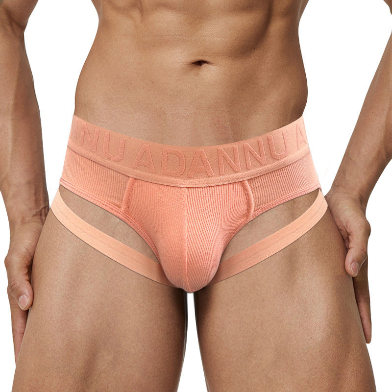 Men's High Fork Briefs Sexy Embossed Pattern Sports Underwear