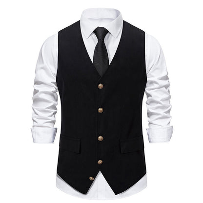 Autumn And Winter Suit Vest Man Retro European Single-breasted Casual