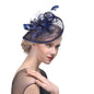 Hemp Yarn Banquet Net Top Hat Bridal Feather Hairpin